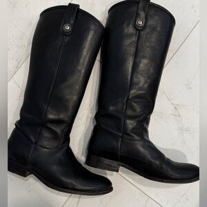 Frye Melissa Button Leather Black Boot. Size 8 1/2